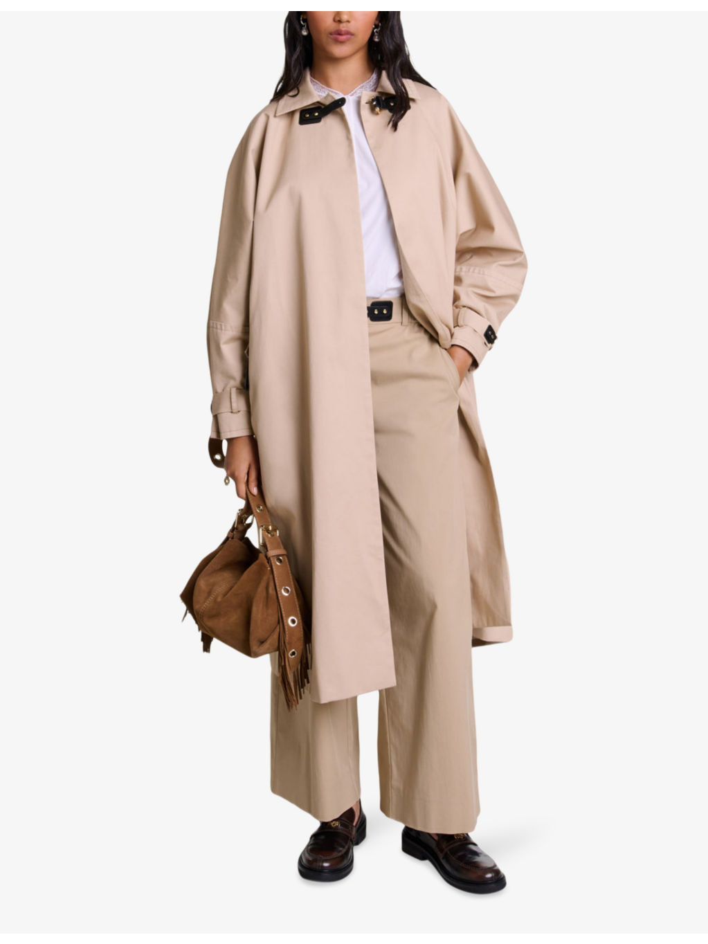 Contrast-buckle long organic-cotton trench coat - 2