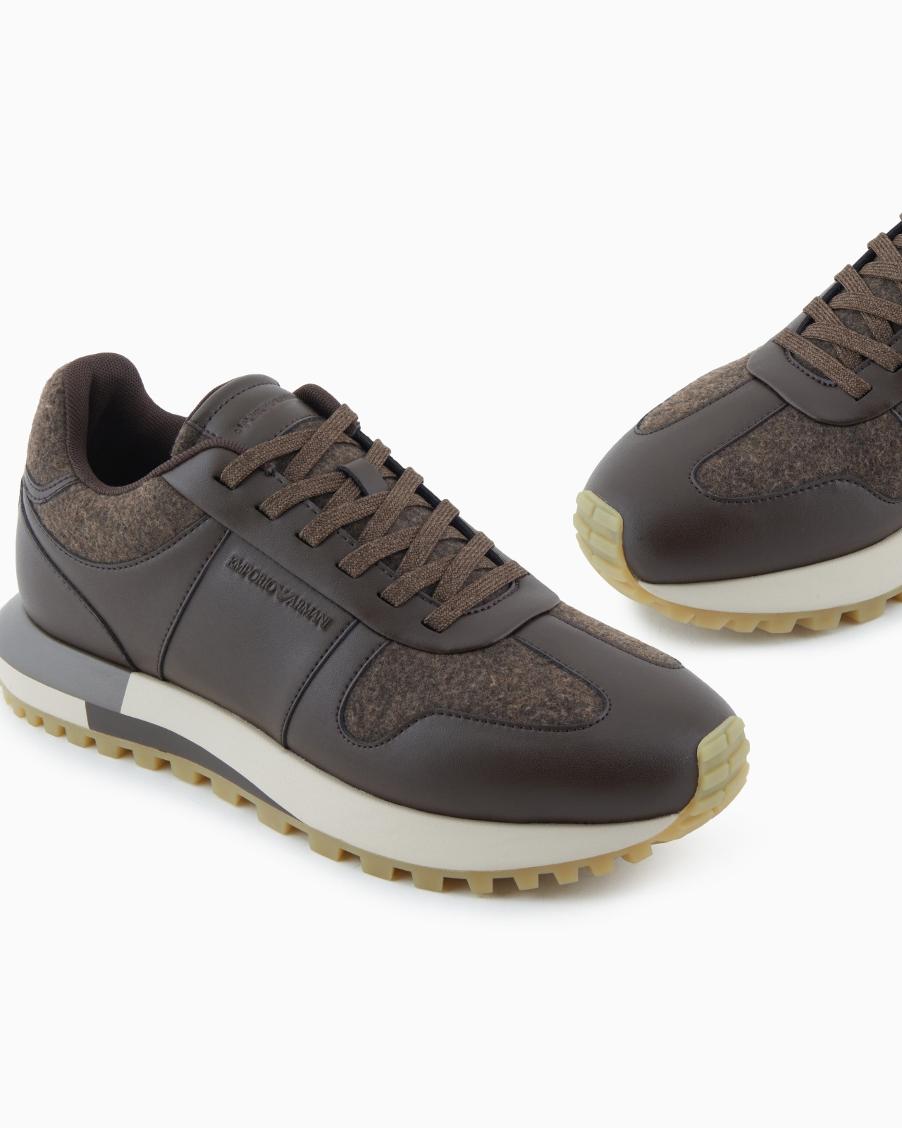 LEATHER SNEAKERS WITH FELT DETAILS - 5