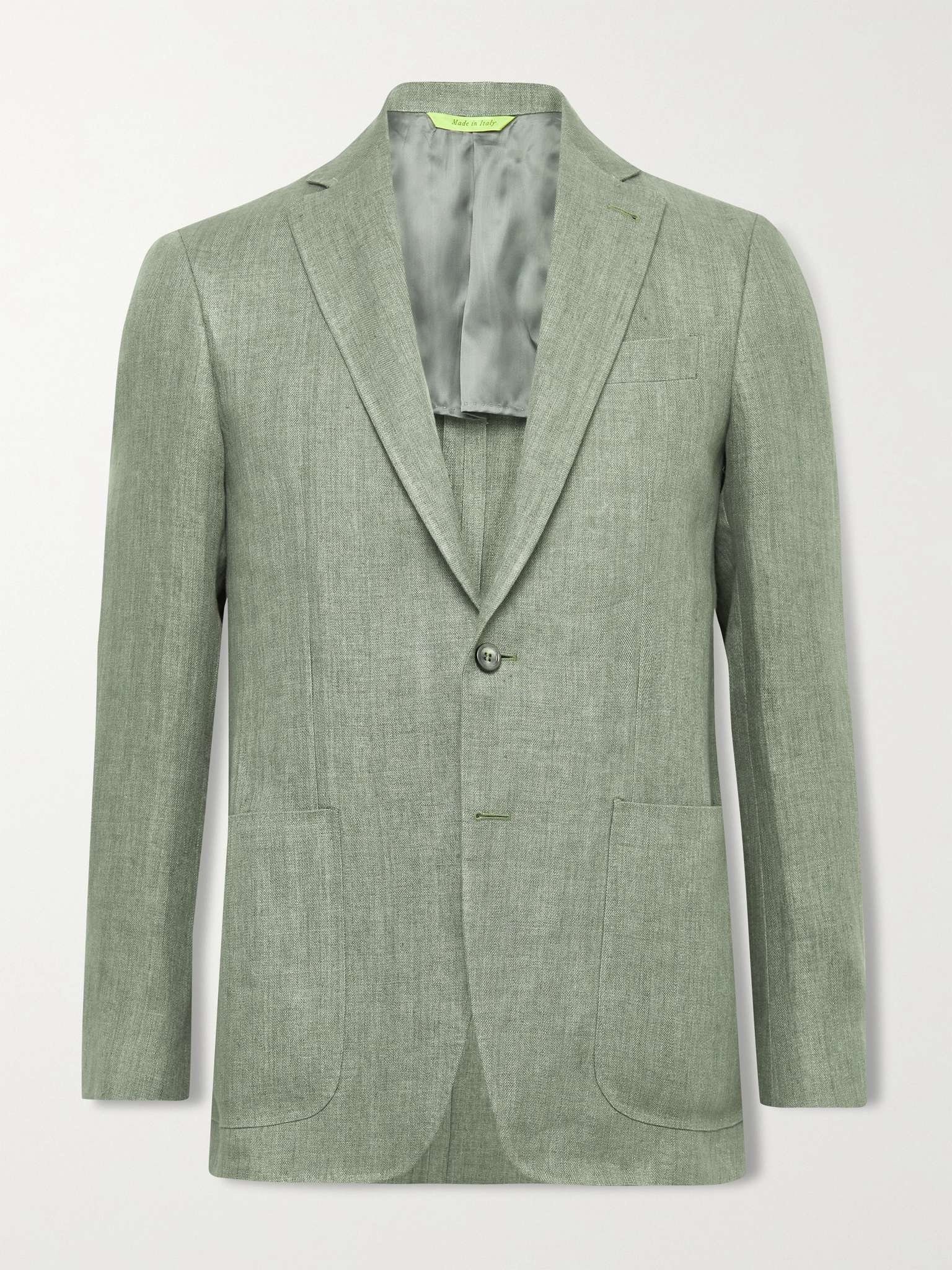 Kei Slim-Fit Unstructured Herringbone Linen Blazer - 1