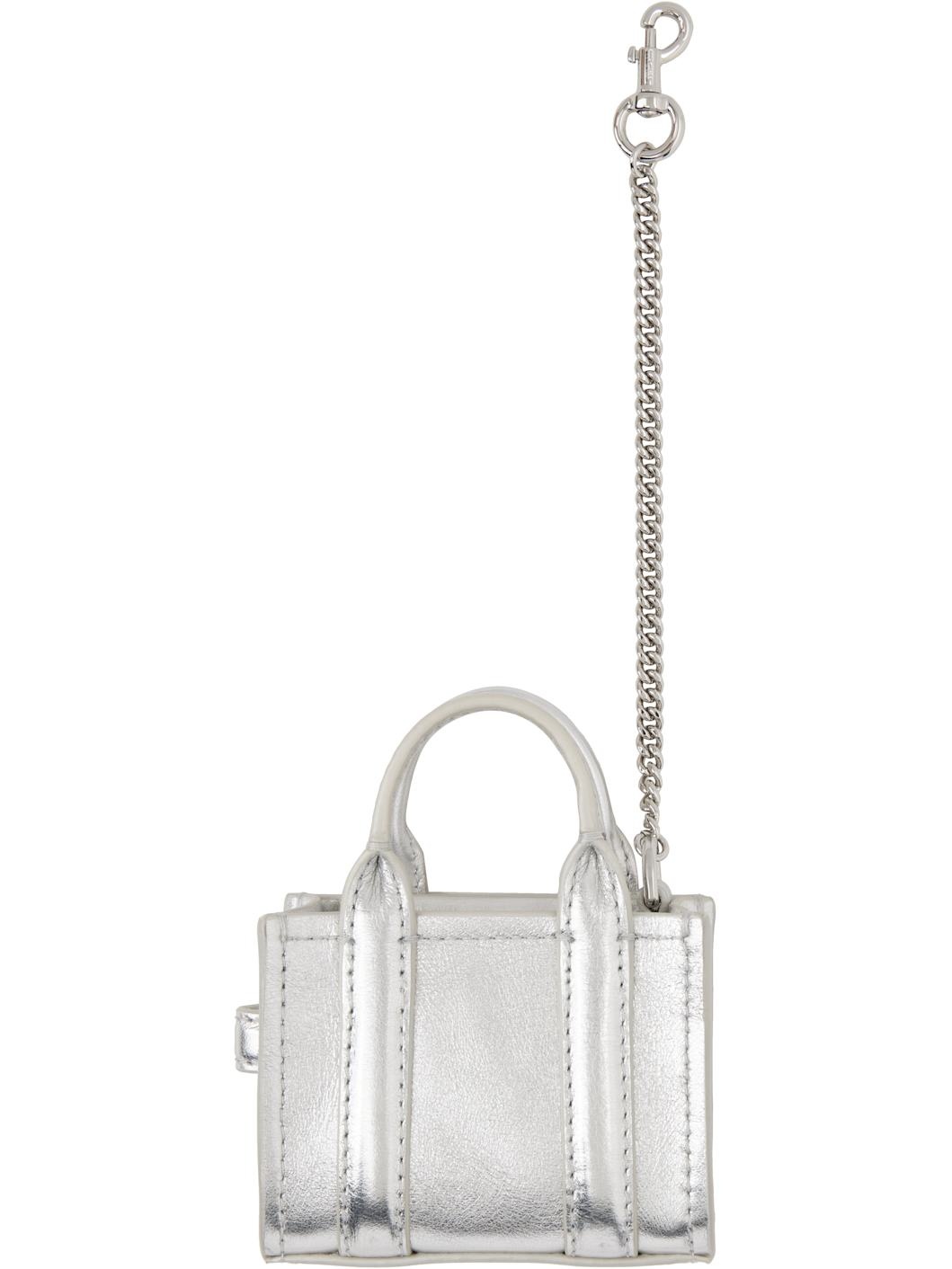 Silver 'The Metallic Leather Nano Tote Charm' Keychain - 2
