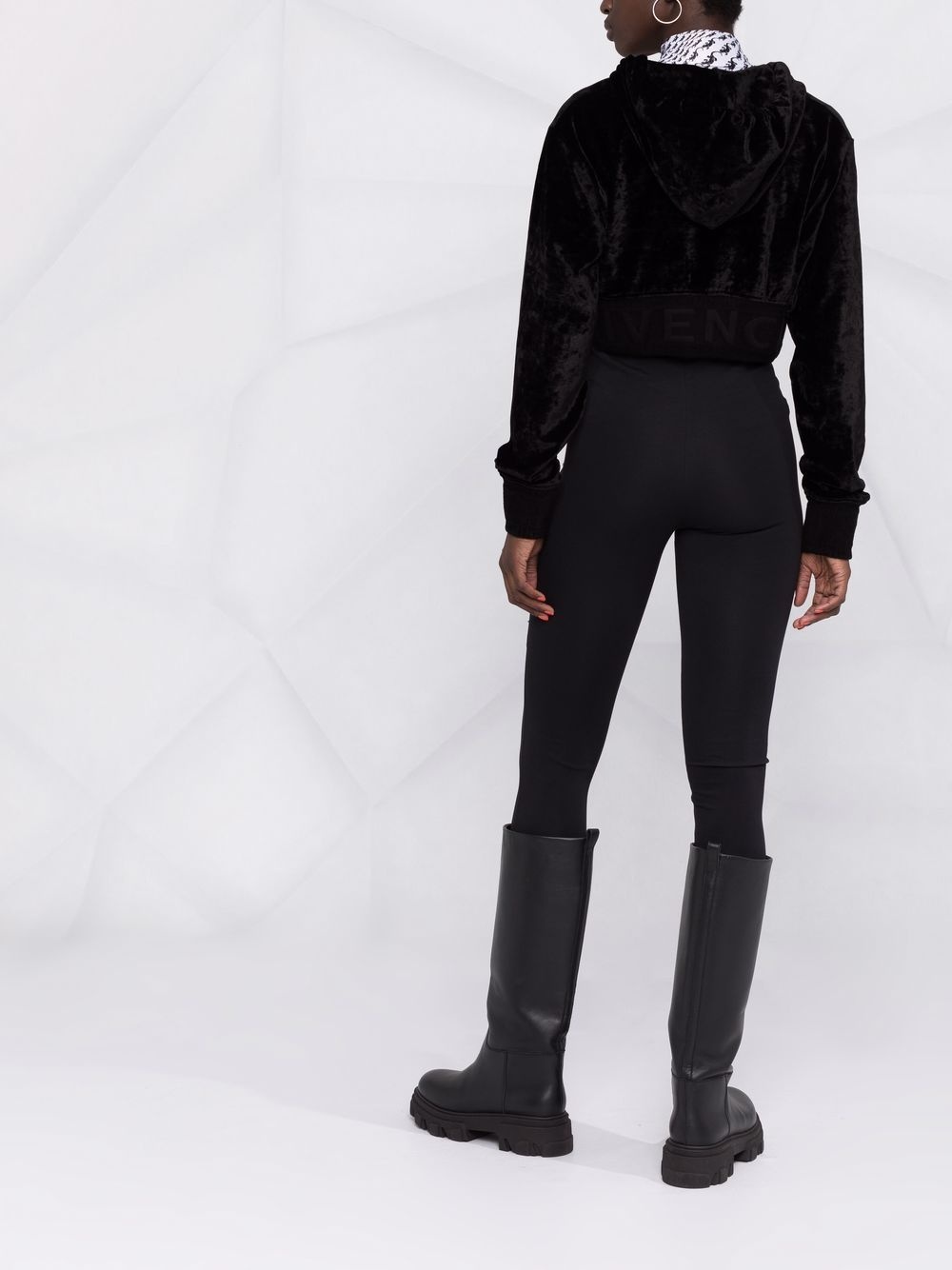 cropped velvet hoodie - 6