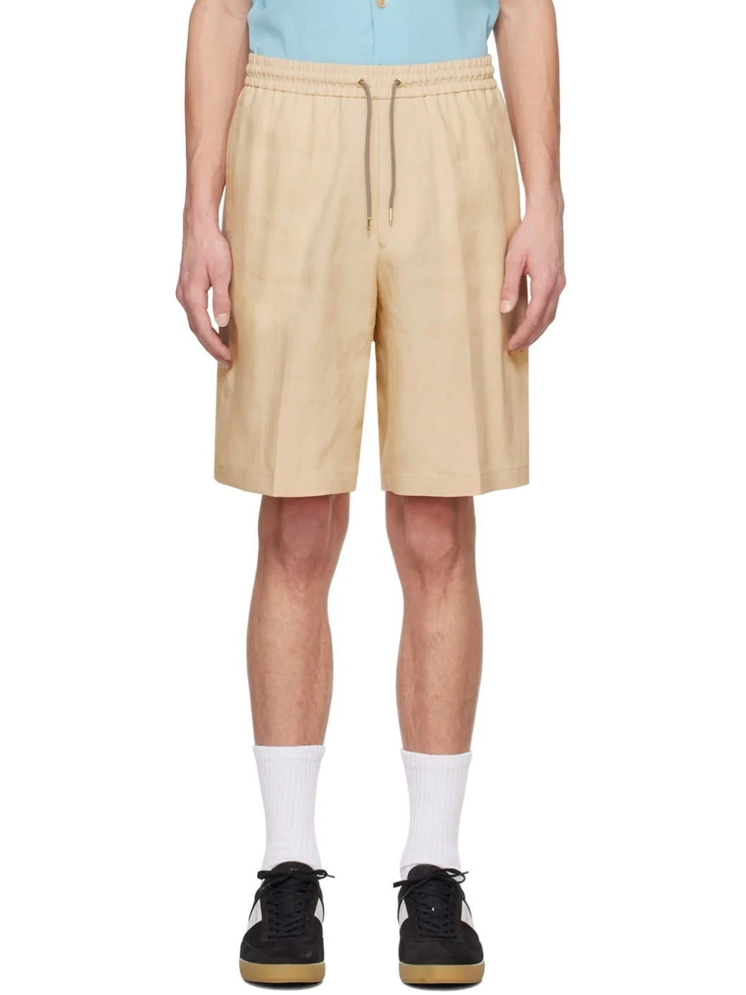 Beige Drawstring Shorts - 1