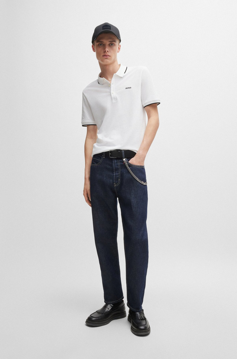 HUGO STRETCH-COTTON SLIM-FIT POLO SHIRT WITH PRINTED LOGO outlook