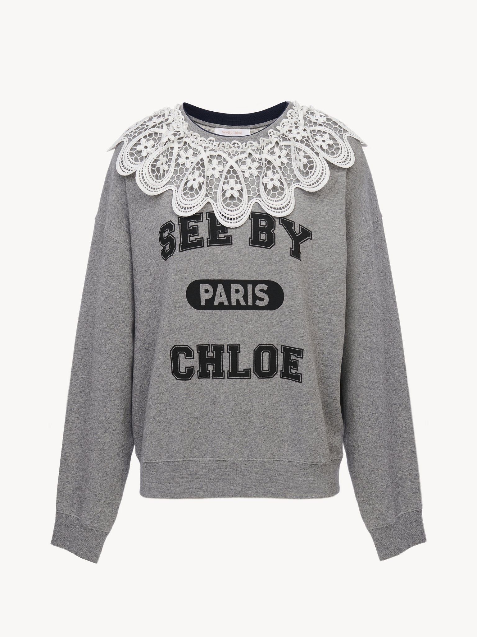 LACE COLLAR SWEATSHIRT - 4