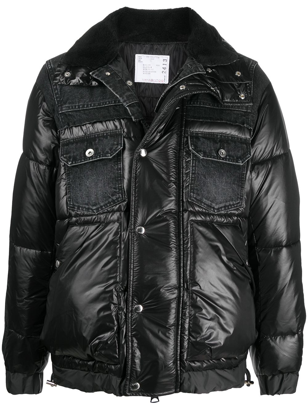 padded jacket with denim detailing - 1