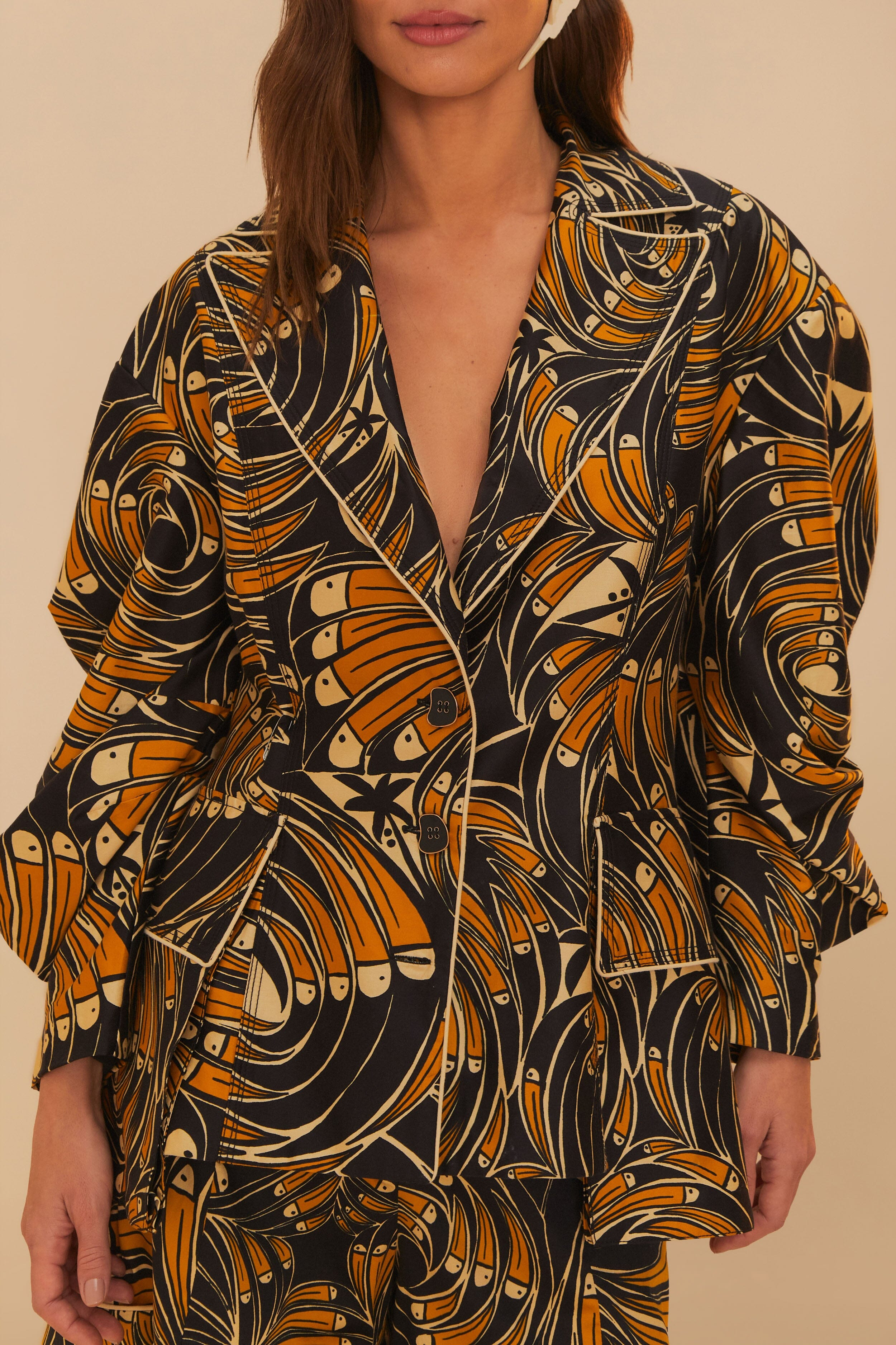 Black Toucans Spirals Blazer - 3