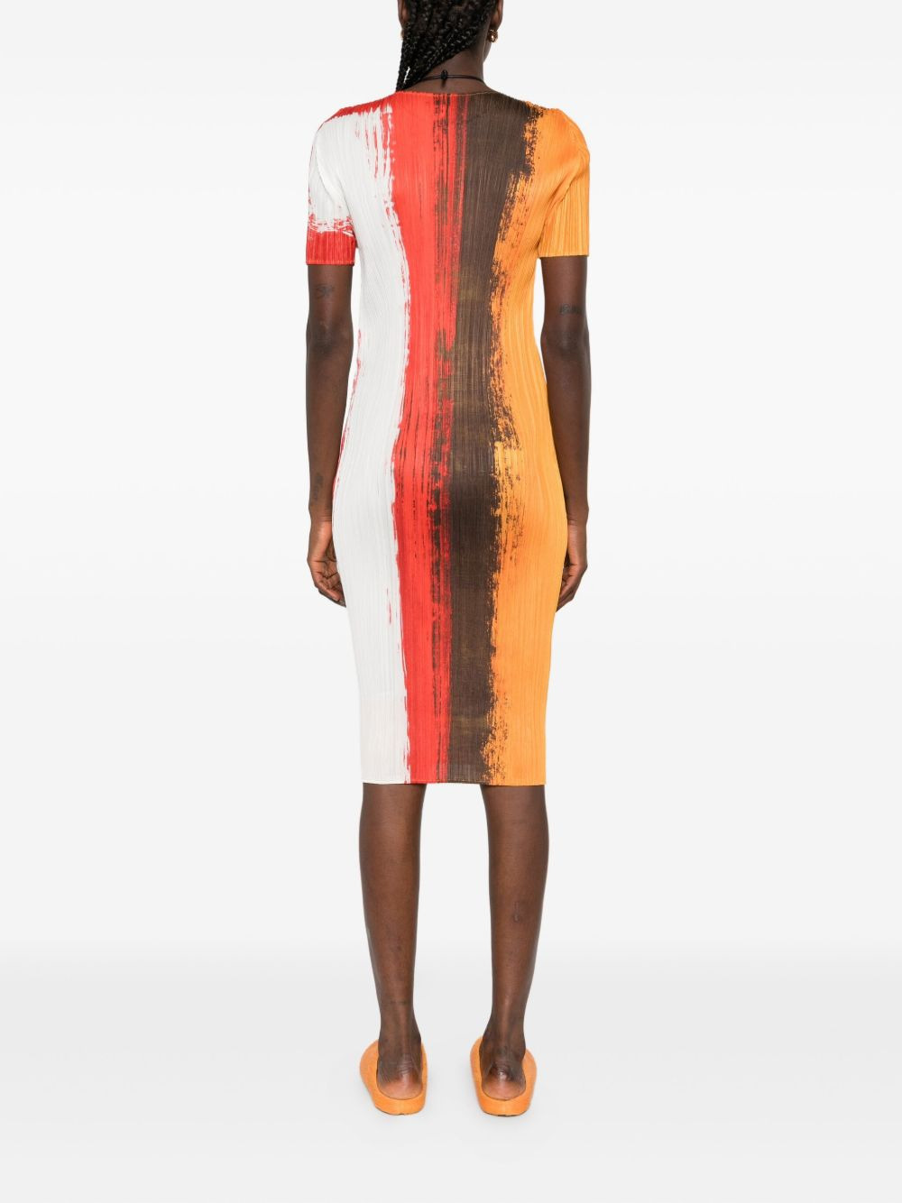 pleated paint-effect midi dress - 4