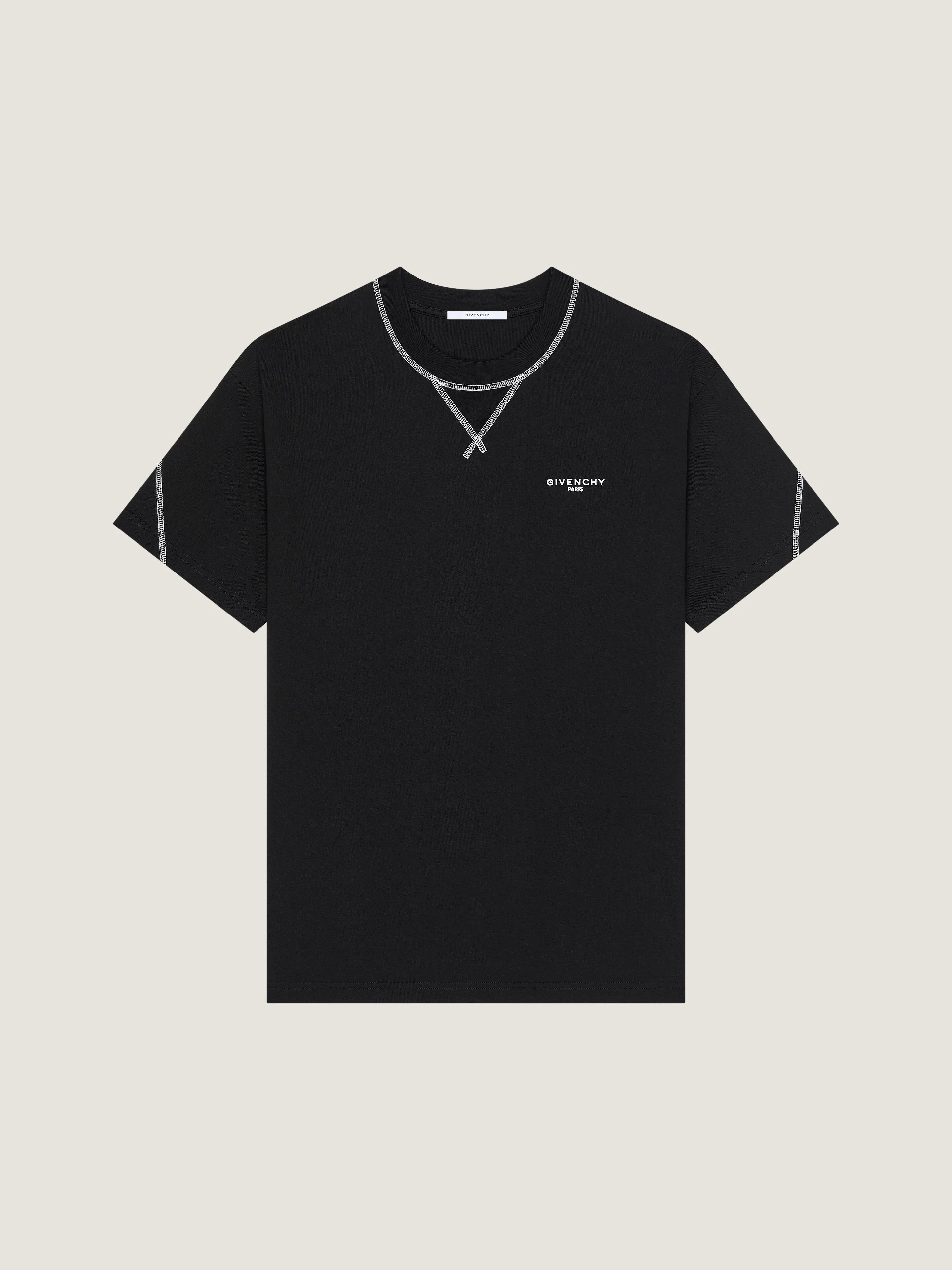 COUTURE SEAM T-SHIRT IN COTTON WITH GIVENCHY EMBROIDERY - 1