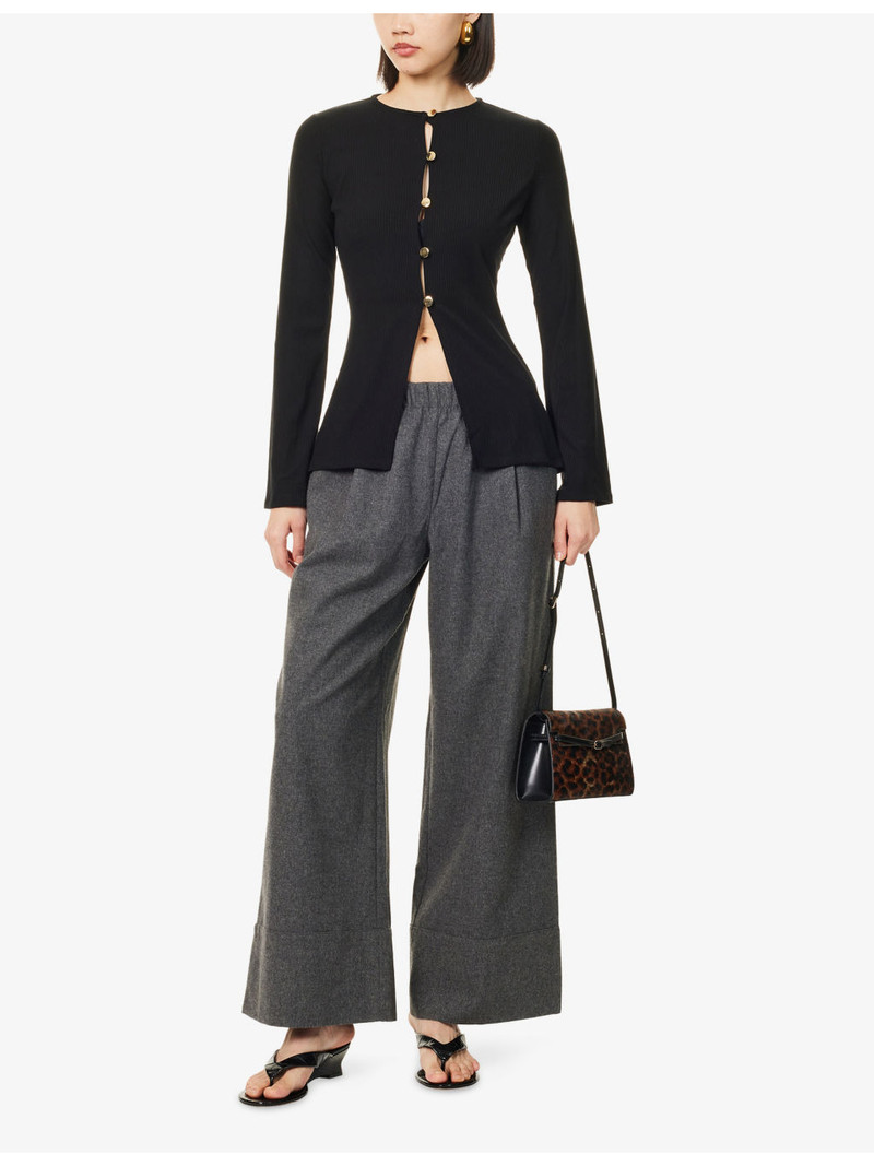 Reformation Fernando Wide-Leg Wool-Blend Trousers outlook