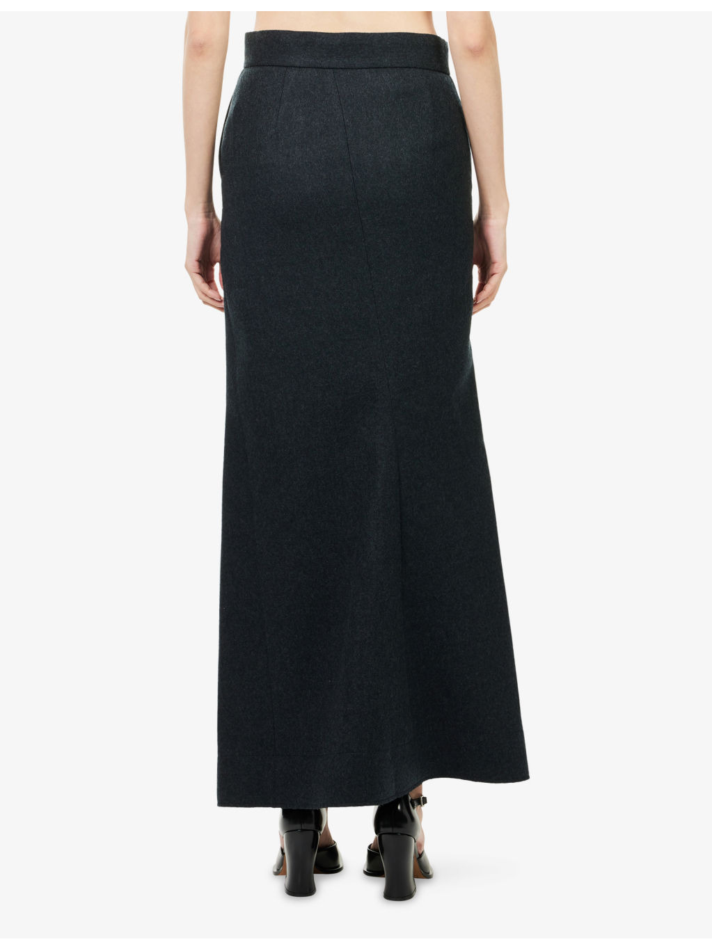 Melton Buttoned Wool Maxi Skirt - 4