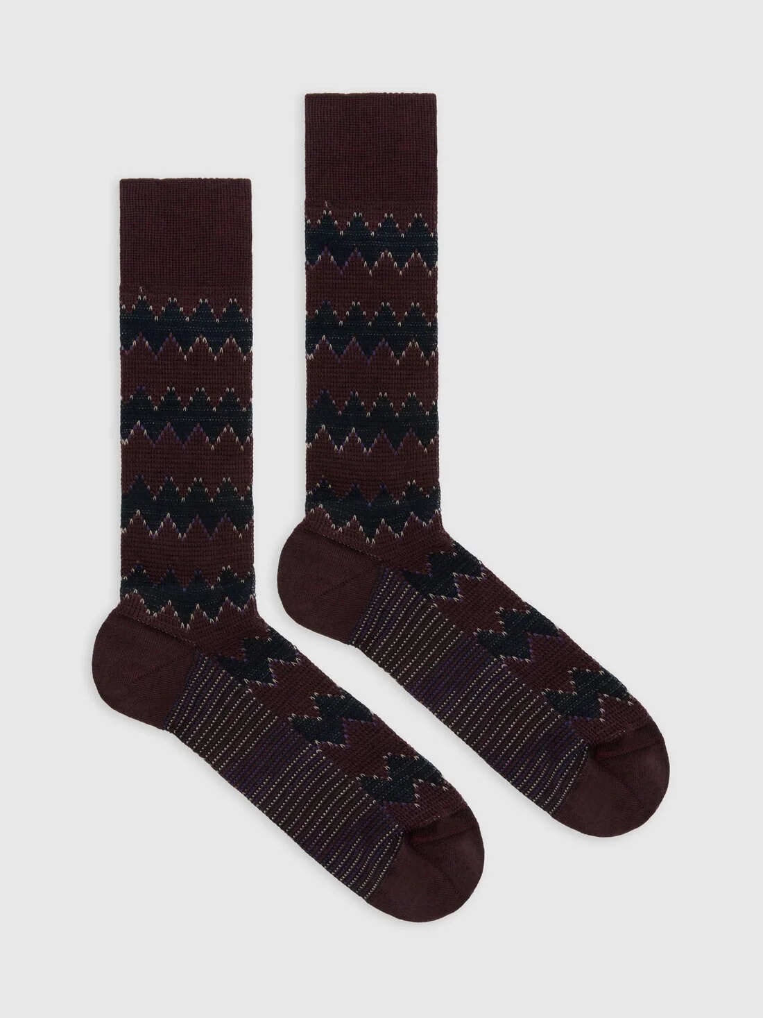 Zig zag wool and cotton-blend ankle socks - 1