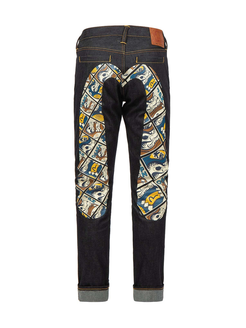 Daruma Comic Pattern Daicock Print Carrot-Fit Jeans #2017 13