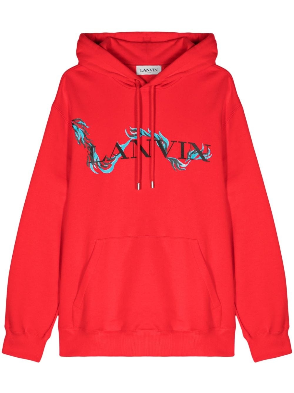 dragon-print cotton hoodie - 1