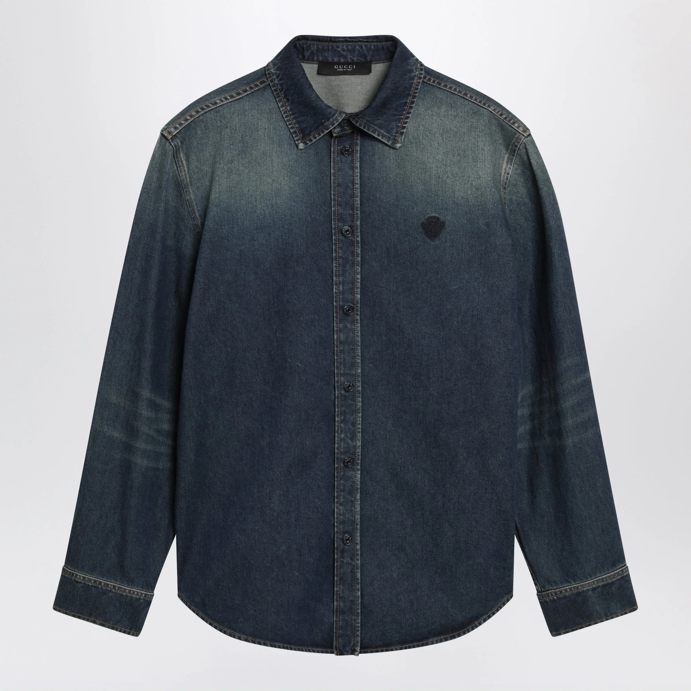 Gucci Blue Denim Shirt With Washed Effect Men - 1