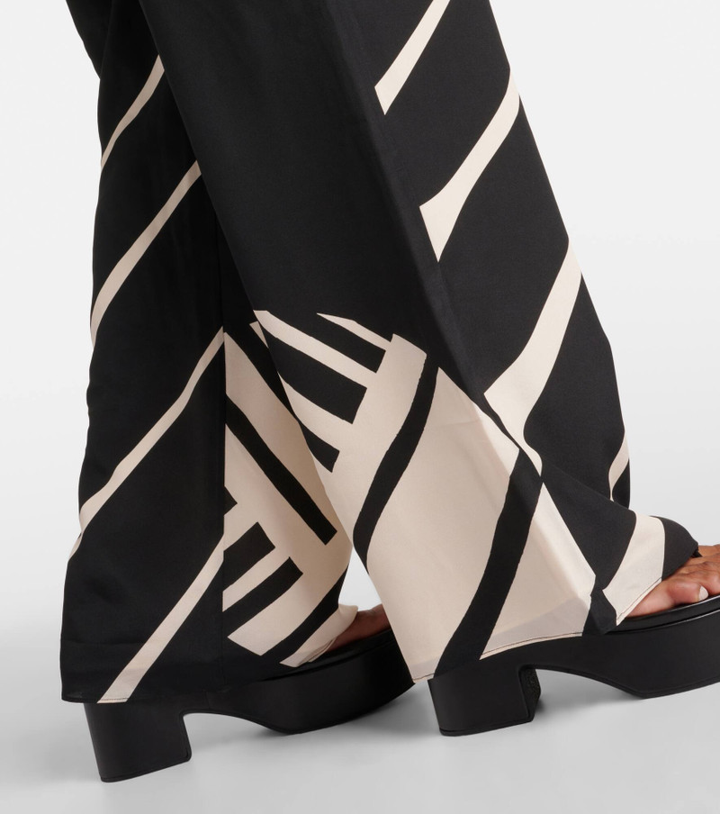 Printed mid-rise silk wide-leg pants 5