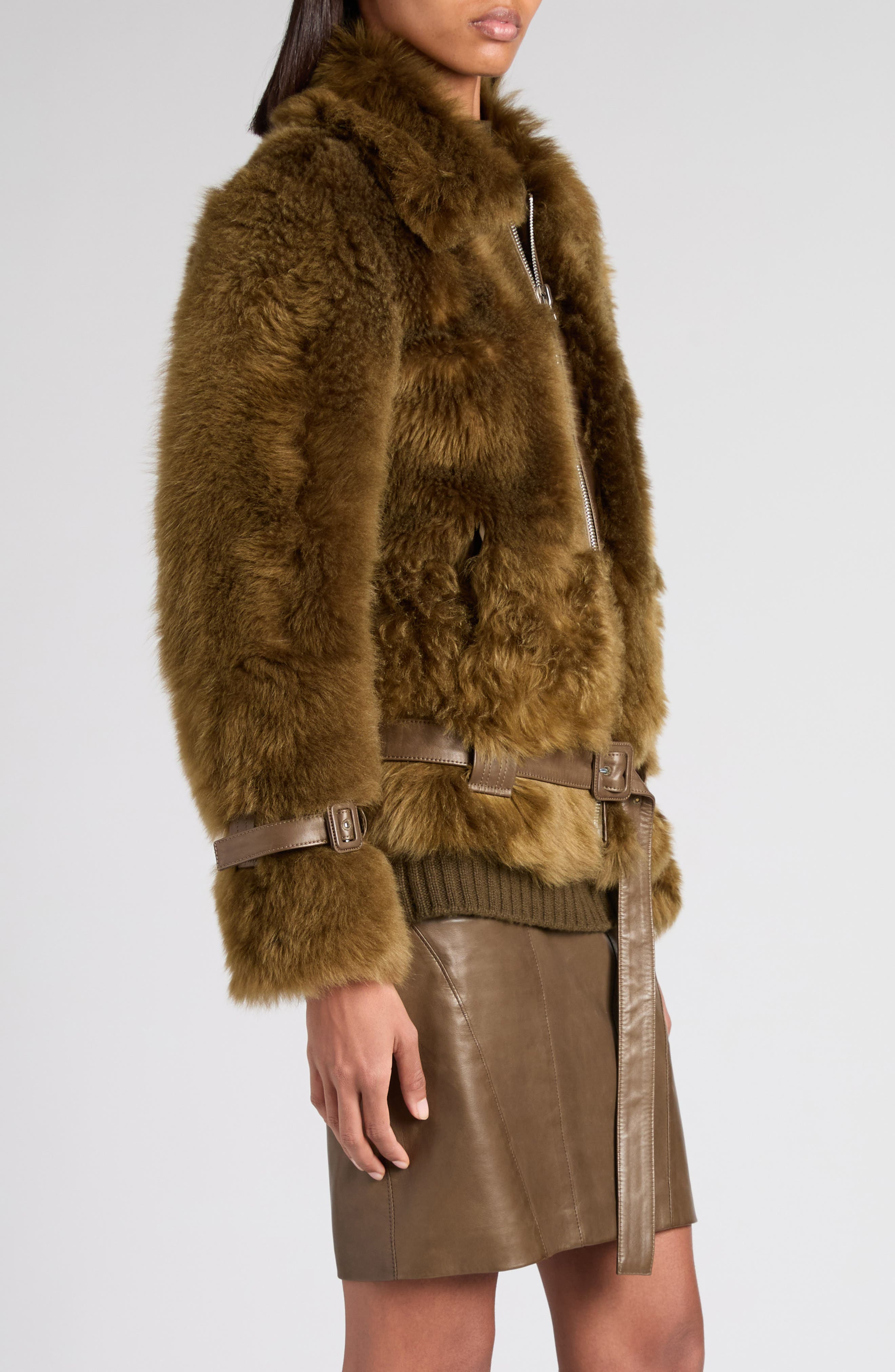 TOM FORD Genuine Shearling Jacket in Fg815 Military Green at Nordstrom - 4