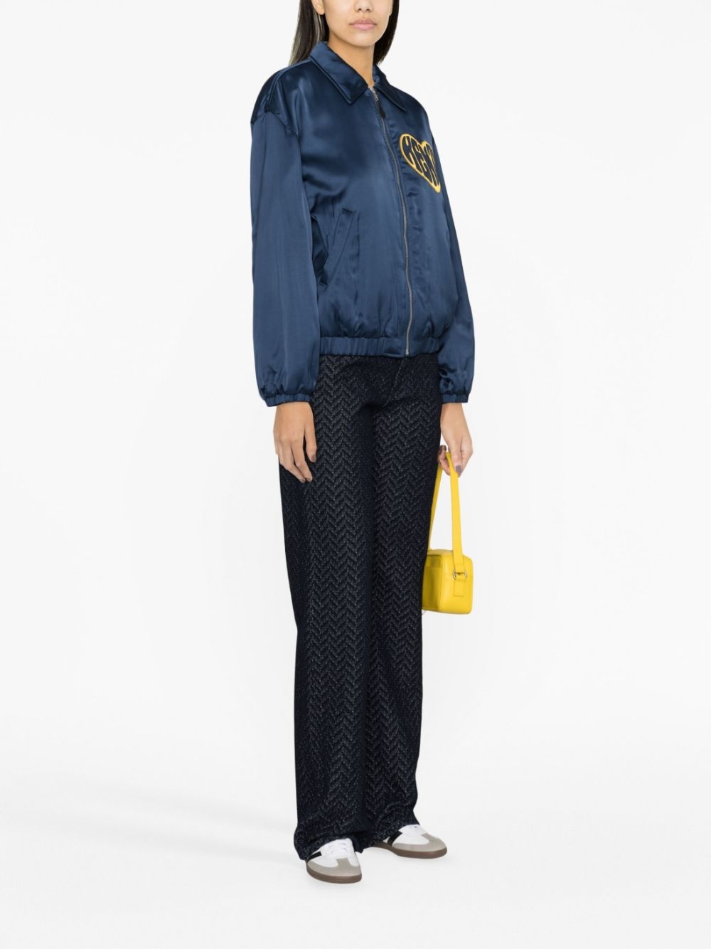heart-patch satin jacket - 4