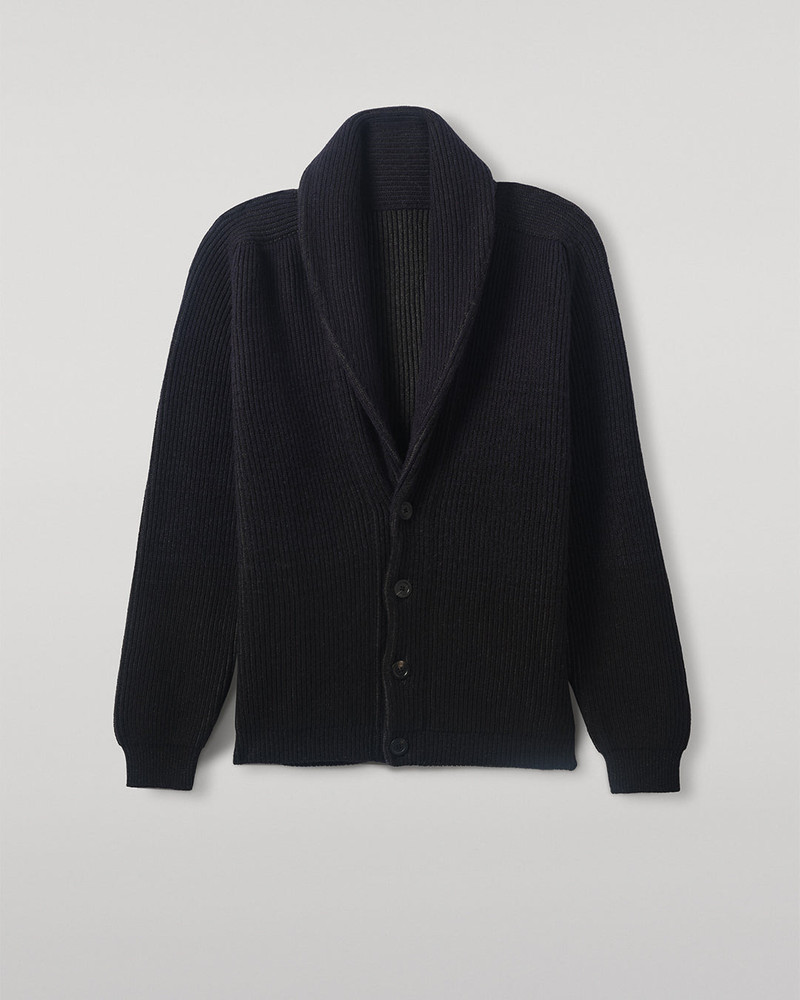 Pioneer Navy to Black Shawl Collar Cashmere Cardigan 1