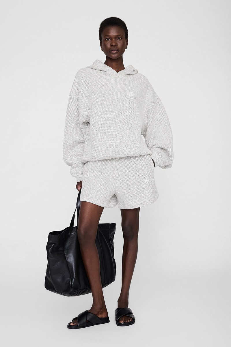 ANINE BING Alec Hoodie Framed Monogram - Ivory And Black outlook