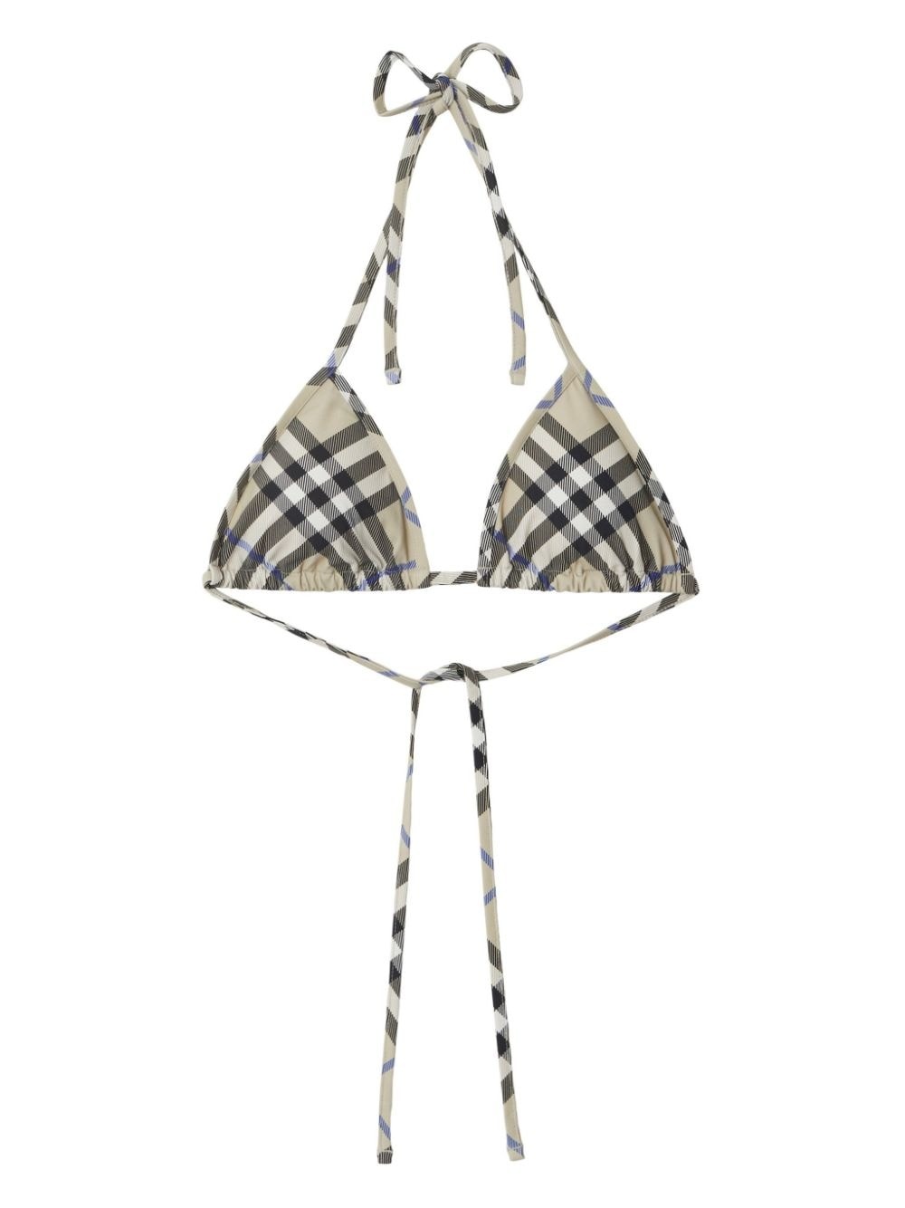 triangle-cup checked bikini top - 1