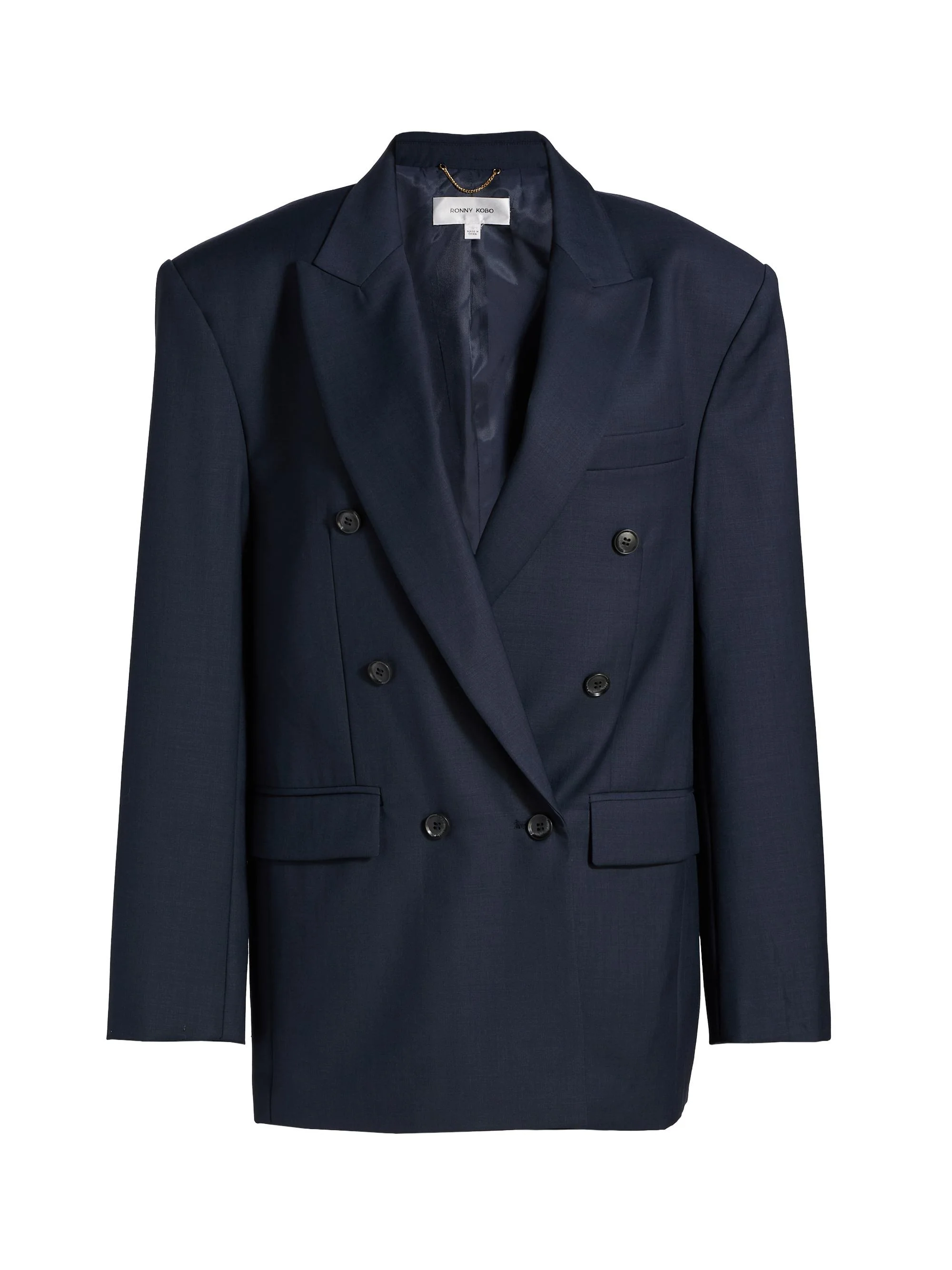Women's 1988 Wool-Blend Double-Breasted Blazer - Navy White - 1