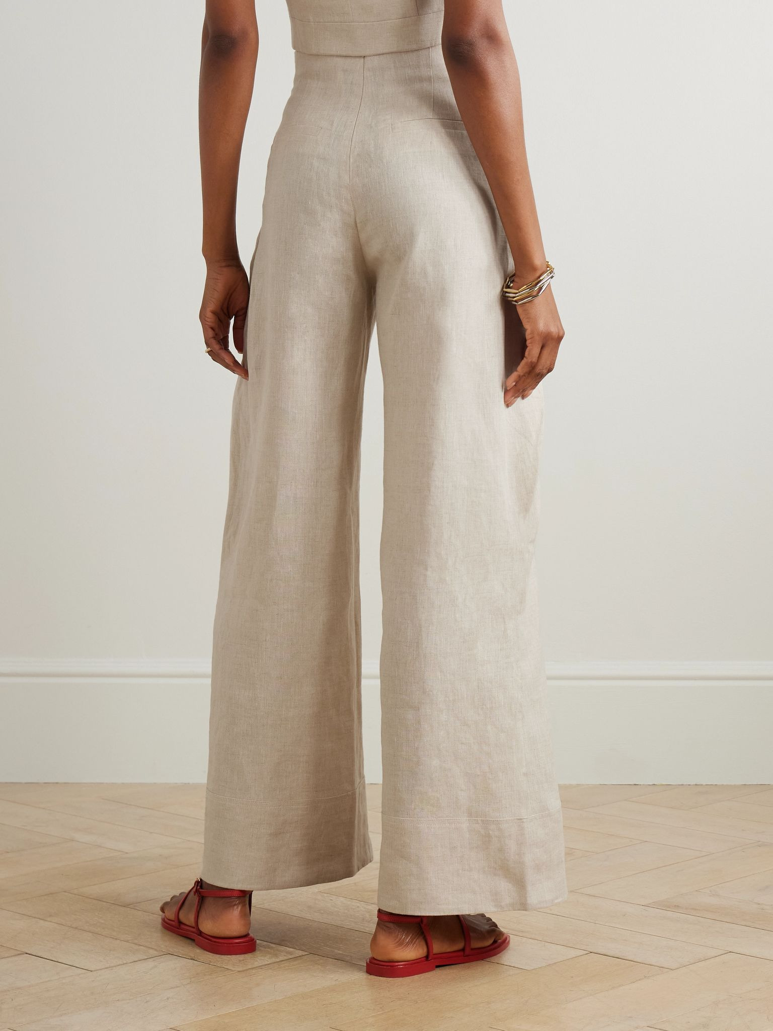 De Estaciones layered linen wide-leg pants Beige - 3