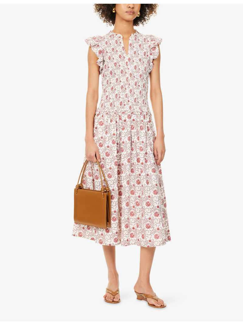 ME+EM Bloom Floral-Print Cotton Midi Dress outlook