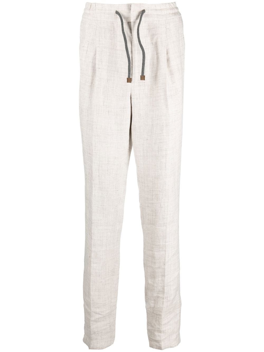 drawstring linen trousers - 1