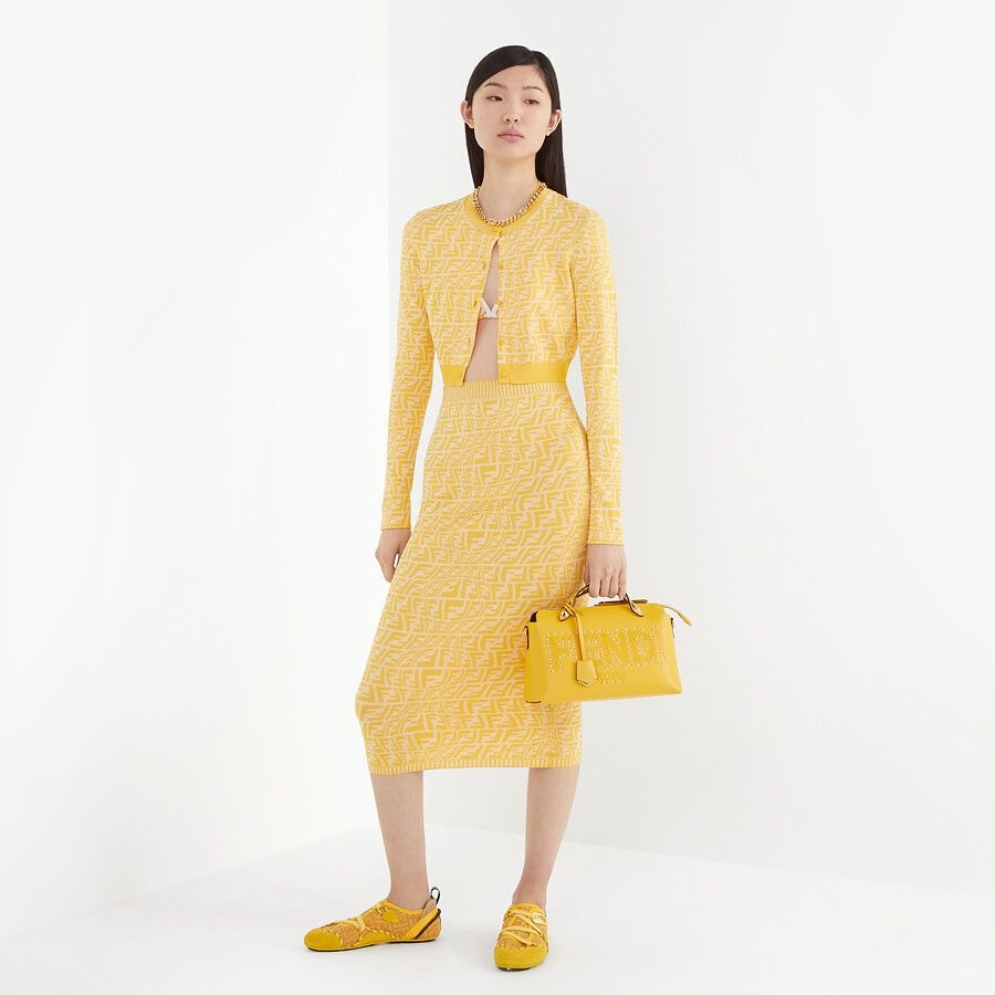 Yellow viscose skirt - 4