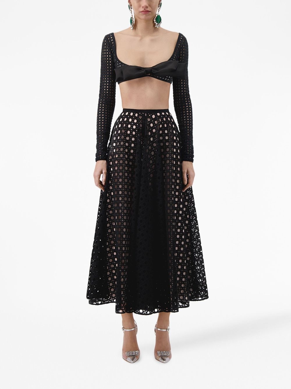 bow-detail crochet cropped top - 2