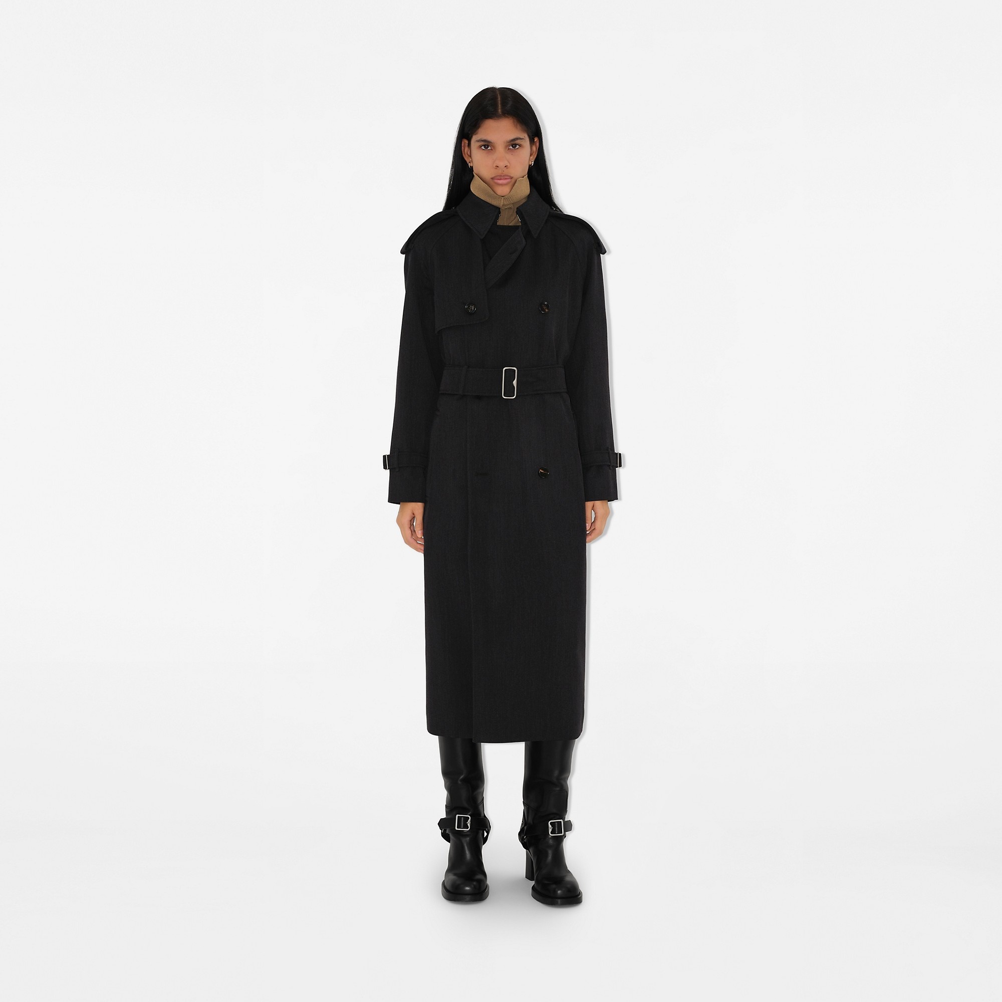 Long Wool Trench Coat - 5