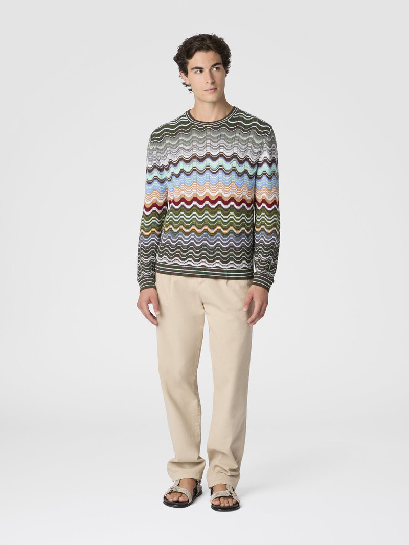 Missoni Crew-neck cotton and viscose chevron pullover with Greek motif outlook
