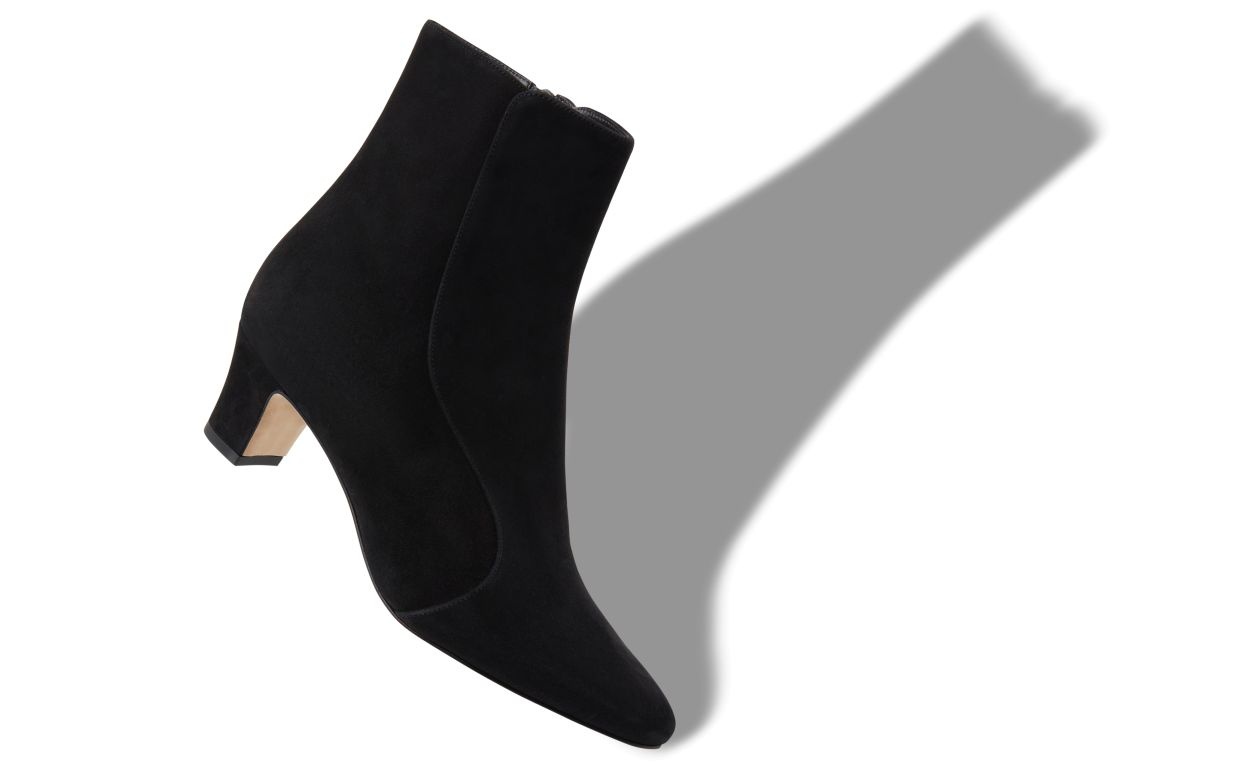 Black Suede Round Toe Ankle Boots - 2