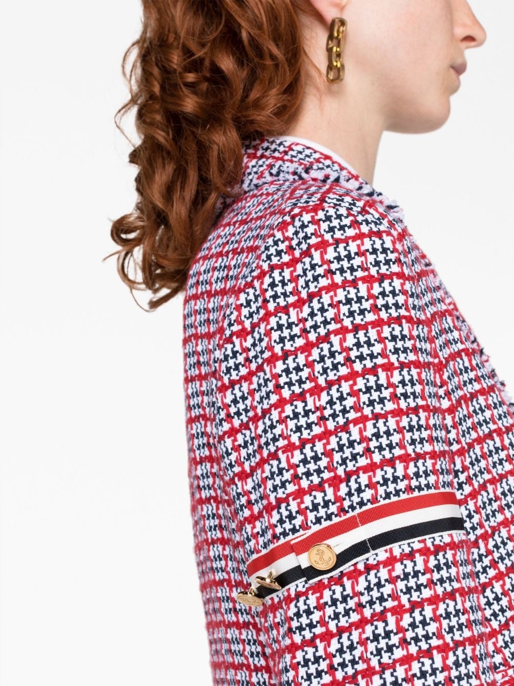 check-pattern tweed jacket - 3