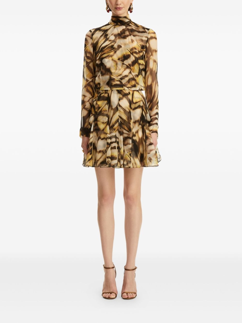 butterfly-print silk dress - 3