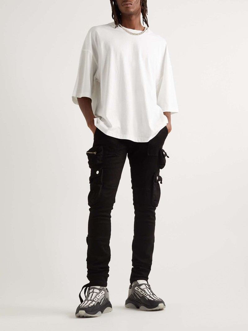 AMIRI Bone Runner Leather-Trimmed Mesh Sneakers outlook