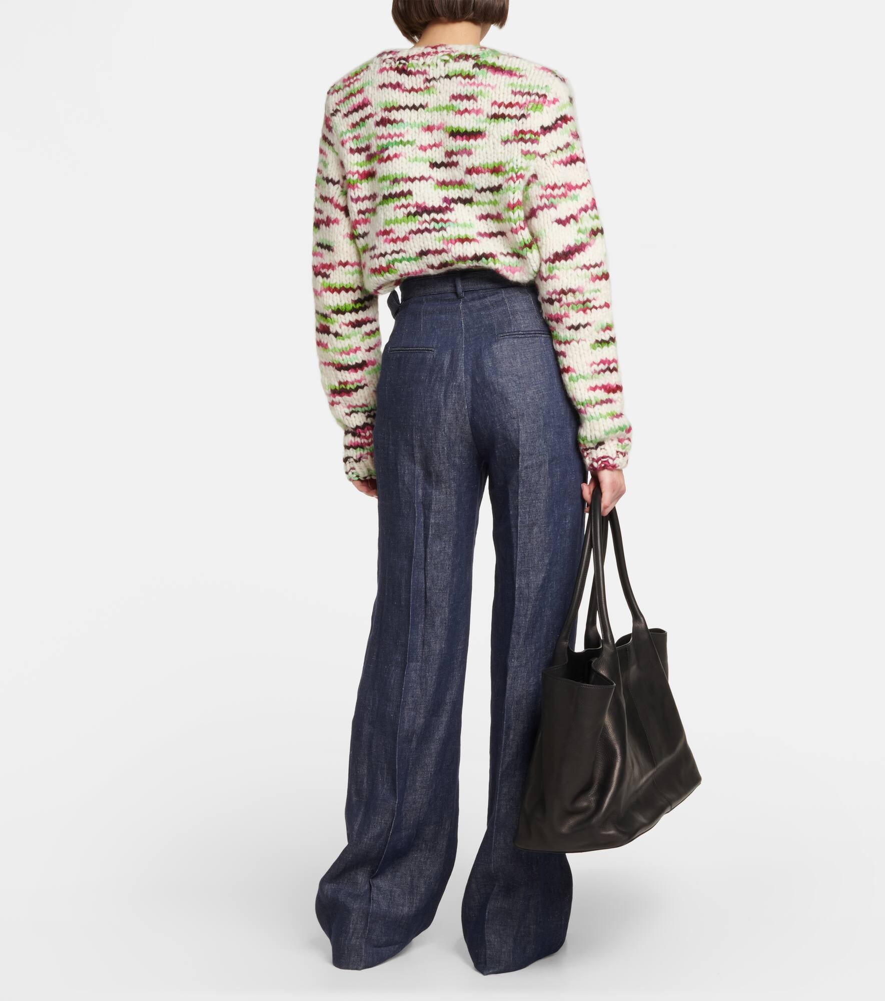 Belted high-rise wide-leg linen pants - 3