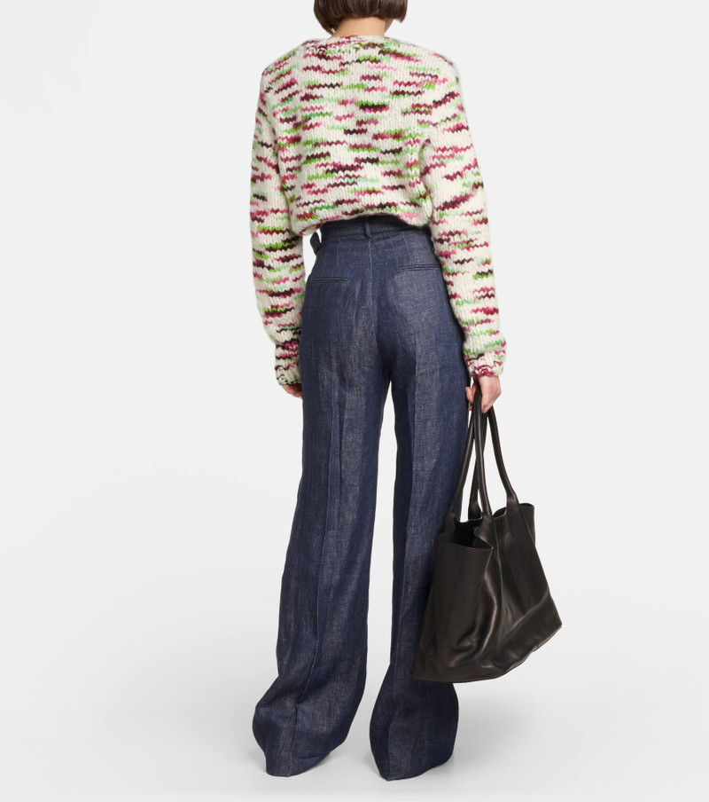 Belted high-rise wide-leg linen pants 3