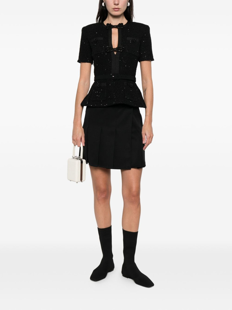 self-portrait sequinned short-sleeve top outlook