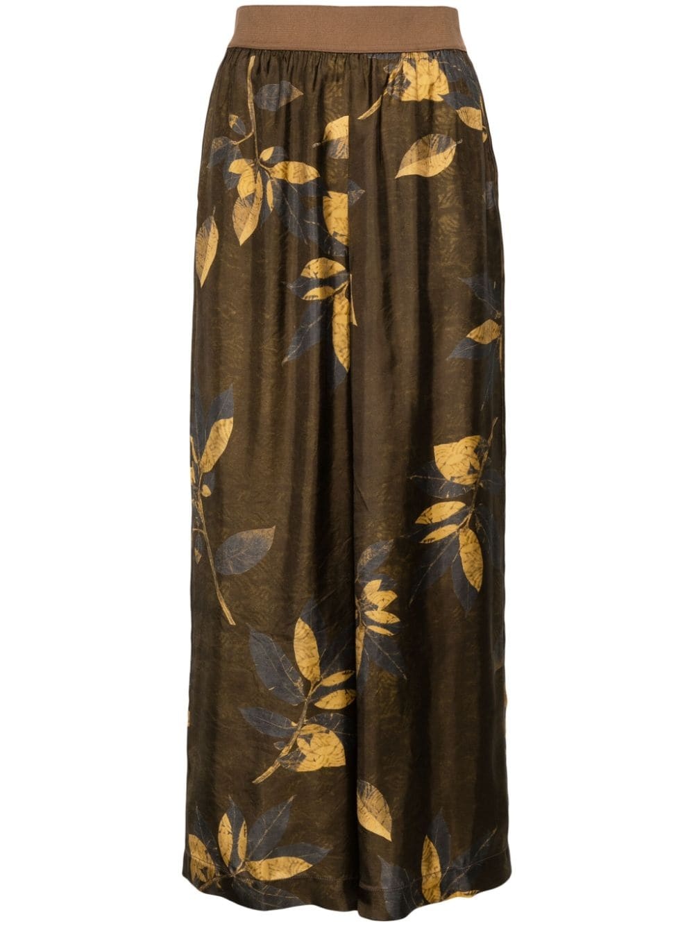 leaf-print wide-leg trousers - 1