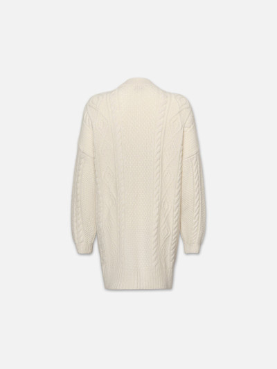 FRAME Oversized Cableknit Cardigan in Cream outlook