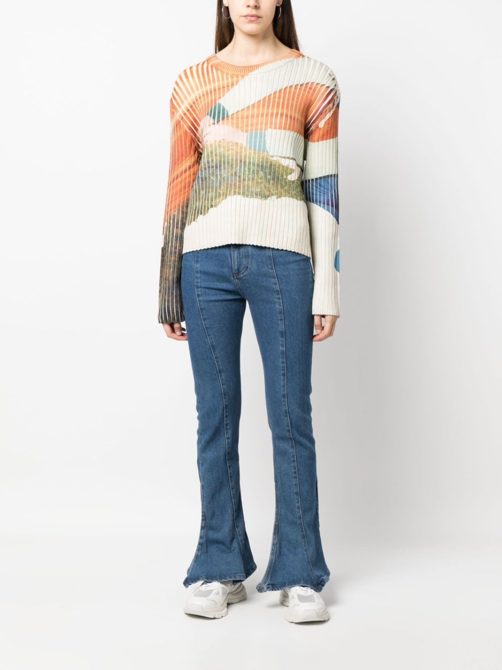 graphic-print ribbed jumper - 2