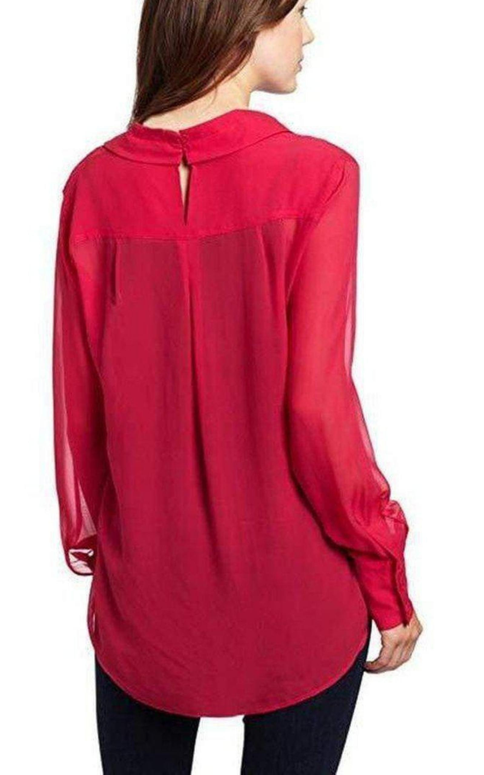 BCBGMAXAZRIA - Stitched-Collar Silk Blouse - 2