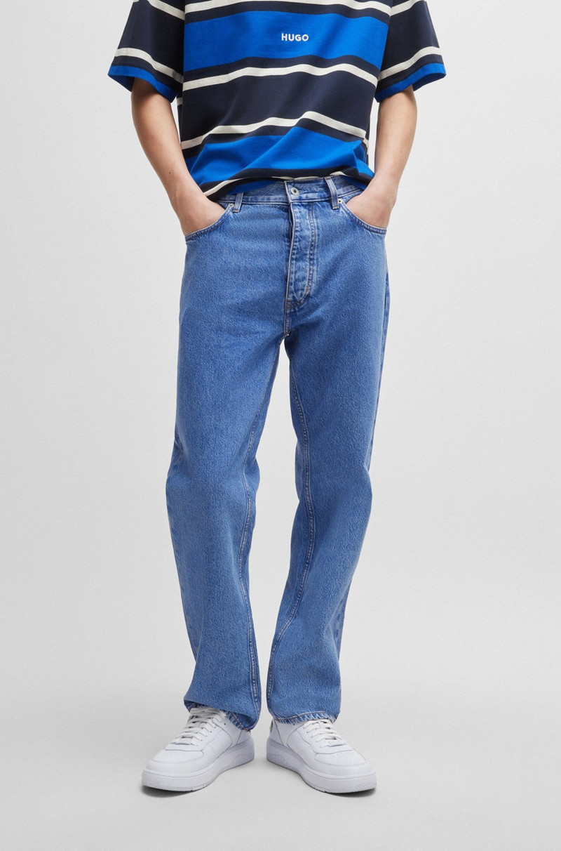 HUGO REGULAR-FIT JEANS IN BLUE STONEWASHED DENIM outlook
