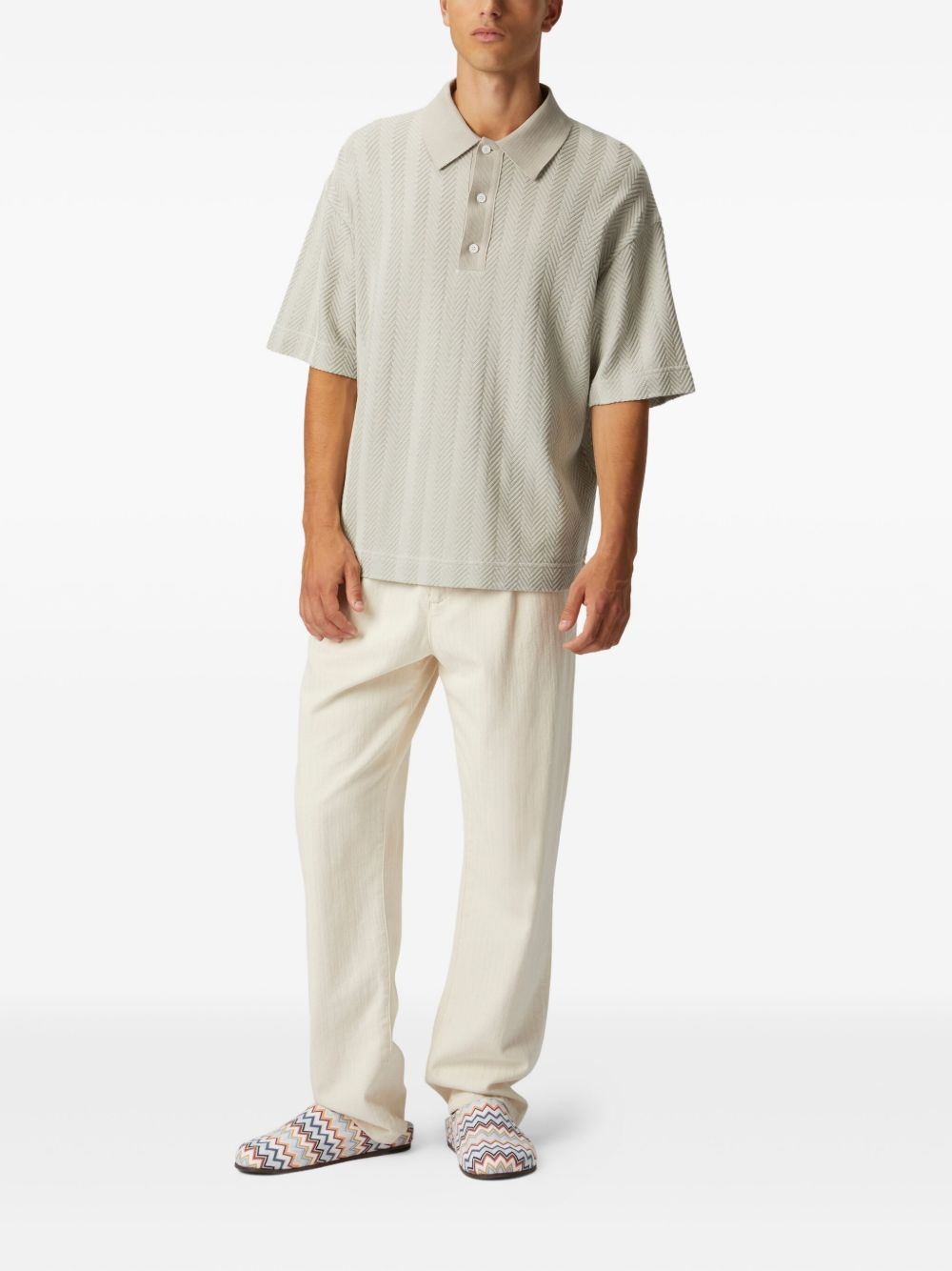 zigzag-woven polo shirt - 2
