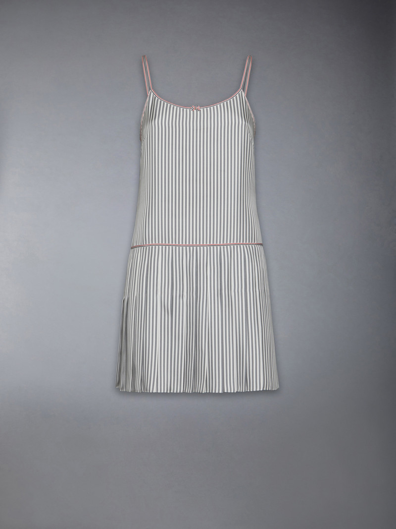 SILK TWILL MINI PLEATED SLIP DRESS 1