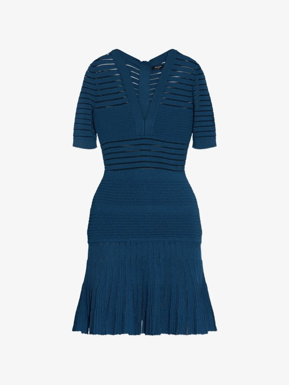 ribbed-knit V-neck mini dress - 1