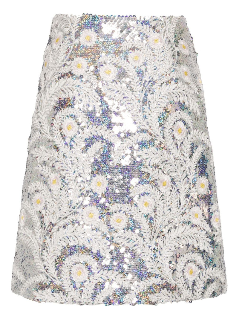 GIAMBATTISTA VALLI floral embroidery A-line skirt outlook
