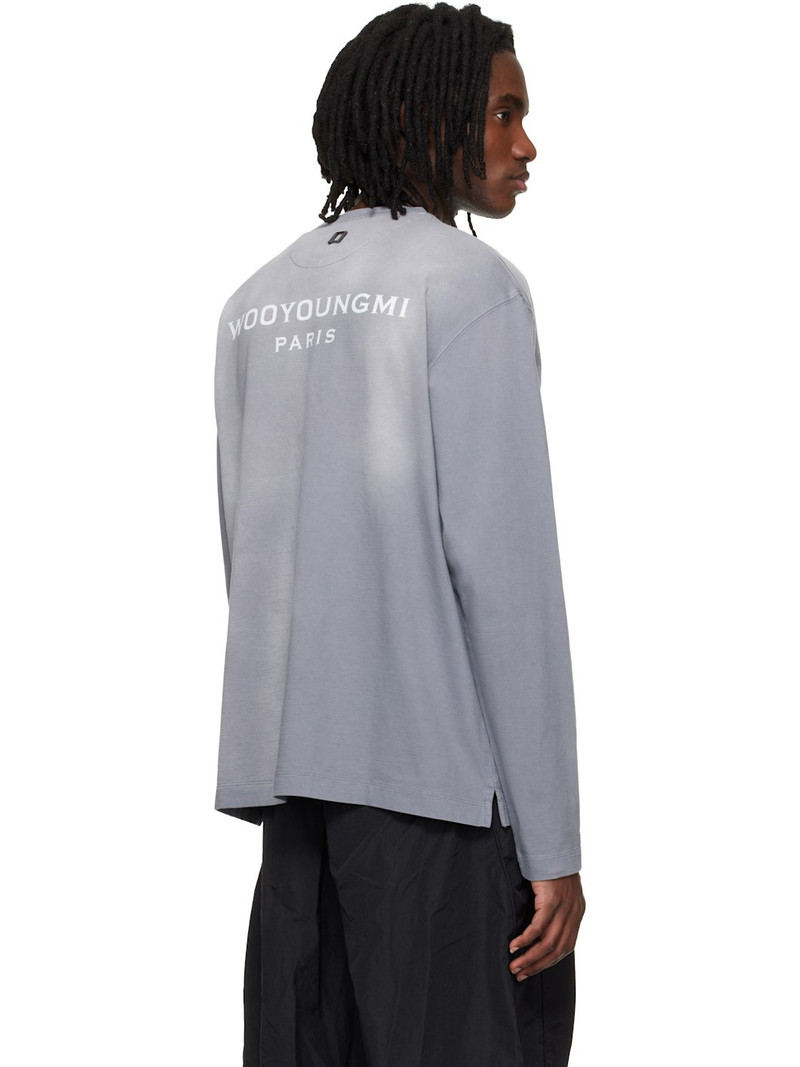 Gray Long-Sleeve Dyed Back Logo T-shirt 3
