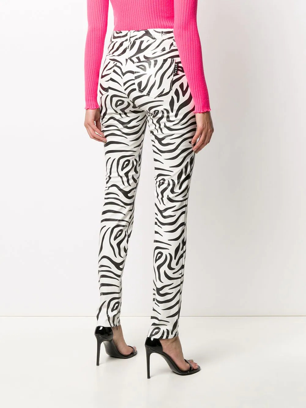 high-waisted zebra print trousers - 4
